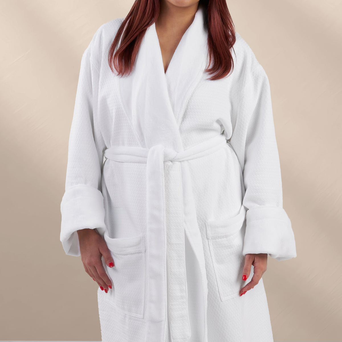 Spa Glow Waffle Jacquard Bath Robe – Luxurious & Absorbent