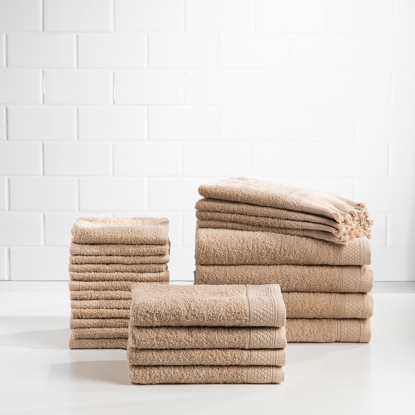 Sobel At Home 100% Cotton 24-Piece Bath Towel Set, Graphite Gray