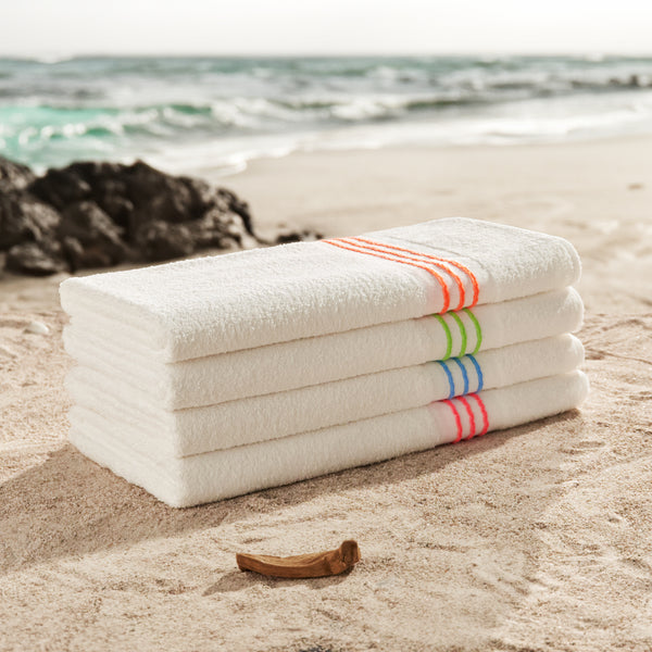 Hotel Stripe Border Pool Towel