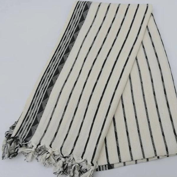 Turkish Beach Towel Black & White Stripe