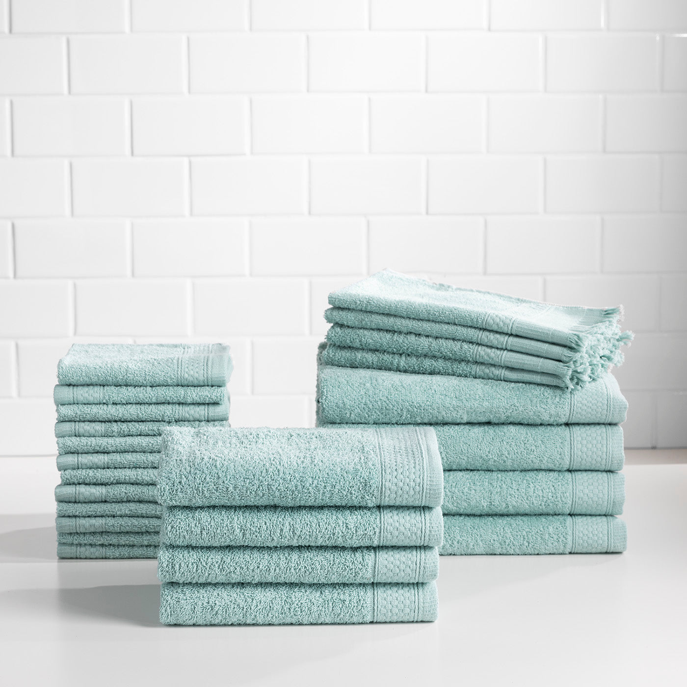 Sobel At Home 24-Piece Cotton Bath Towel Set Collection, Thyme Green