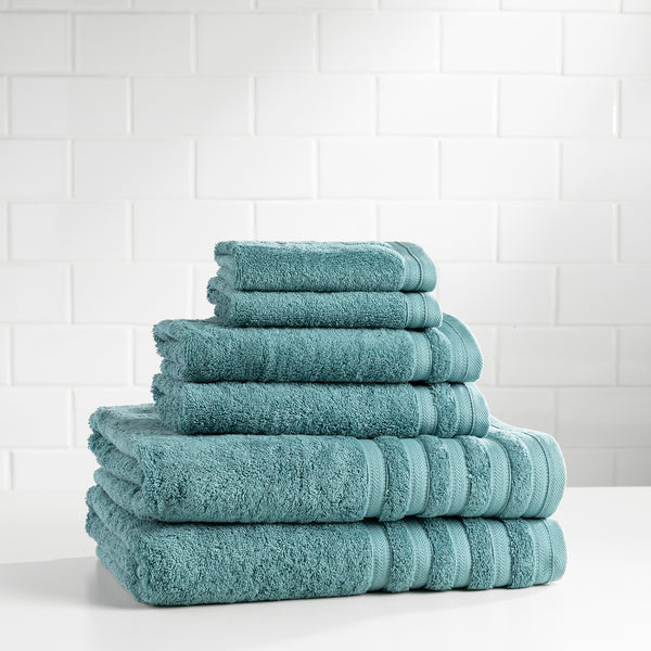 Hotel 6 Piece Turkish Cotton Towel Set | Smoke Blue