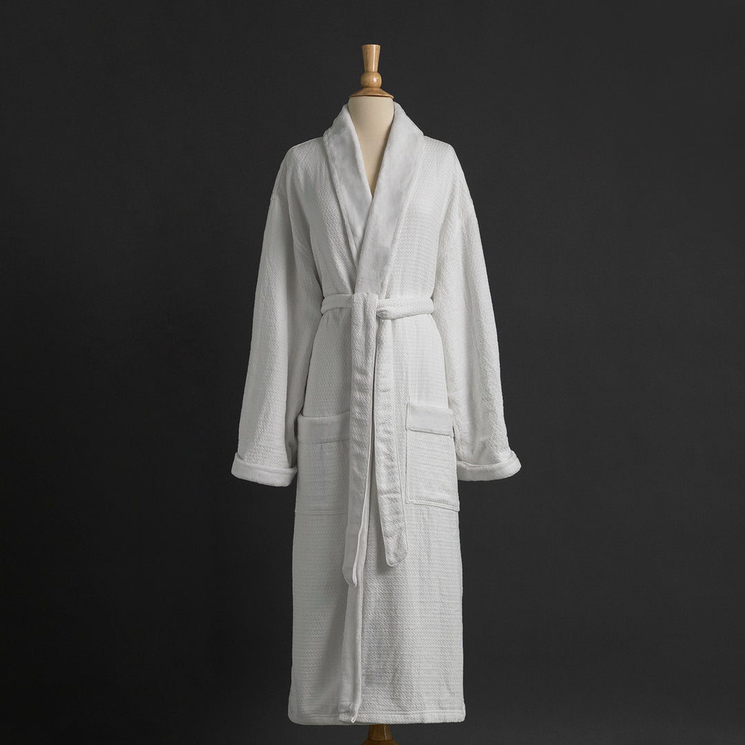 Spa Glow Waffle Jacquard Bath Robe – Luxurious & Absorbent