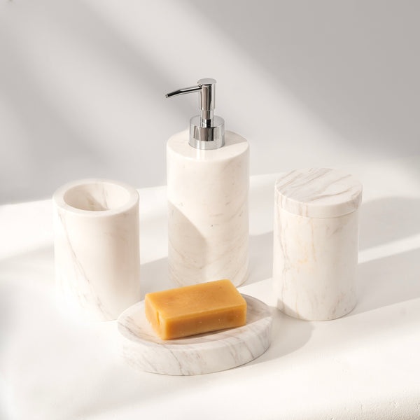 4 Piece Marble Bath Accessories Collection
