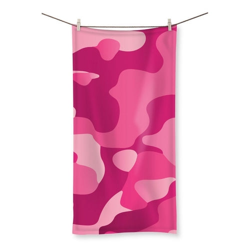 Microfiber Splash Hot Pink Camo Beach Towel