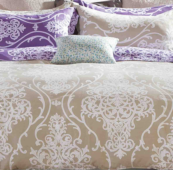 Damask Cotton Reversible Comforter Set
